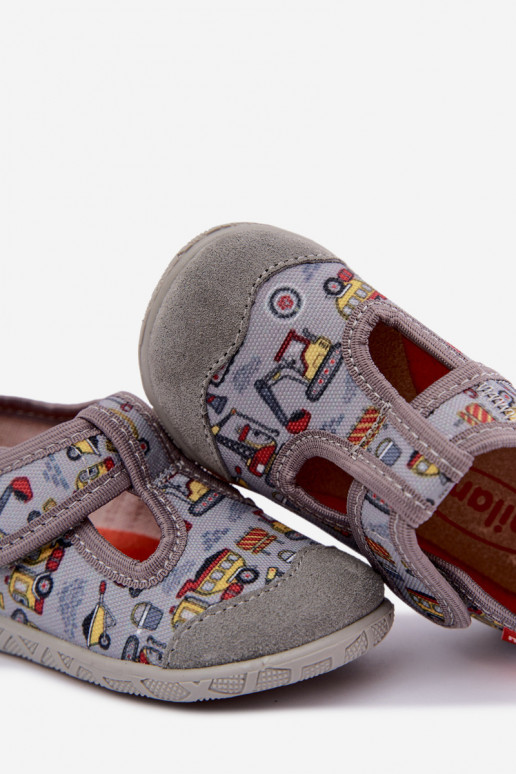 Pantofole per bambini Milami con chiusure adesive in grigio Jasimrra