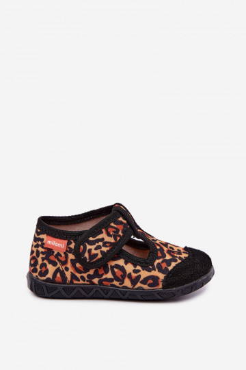 Pantofole per bambini Milami con chiusure adesive e motivi leopardati in giallo e nero Jasimrra 2