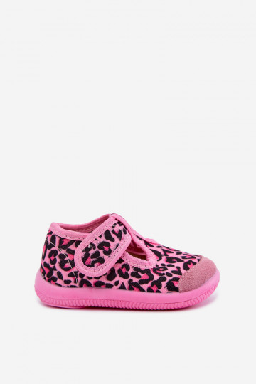 Pantofole elastiche per bambini Milami con chiusure adesive e motivi leopardati in rosa Ambette 2