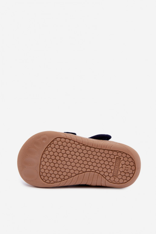Pantofole per bambini Barefoot Milami con motivi jungle in blu scuro Lumi