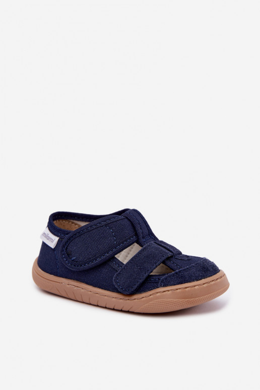 Pantofole per bambini Barefoot Milami in blu scuro Lumi
