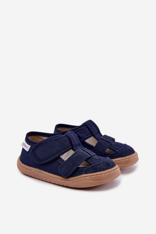Pantofole per bambini Barefoot Milami in blu scuro Lumi
