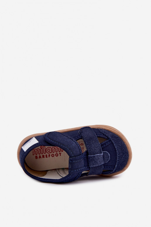 Pantofole per bambini Barefoot Milami in blu scuro Lumi