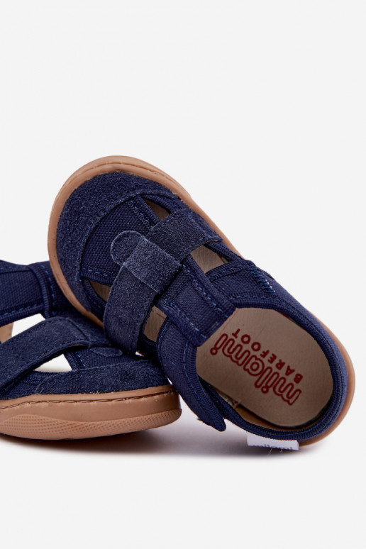 Pantofole per bambini Barefoot Milami in blu scuro Lumi