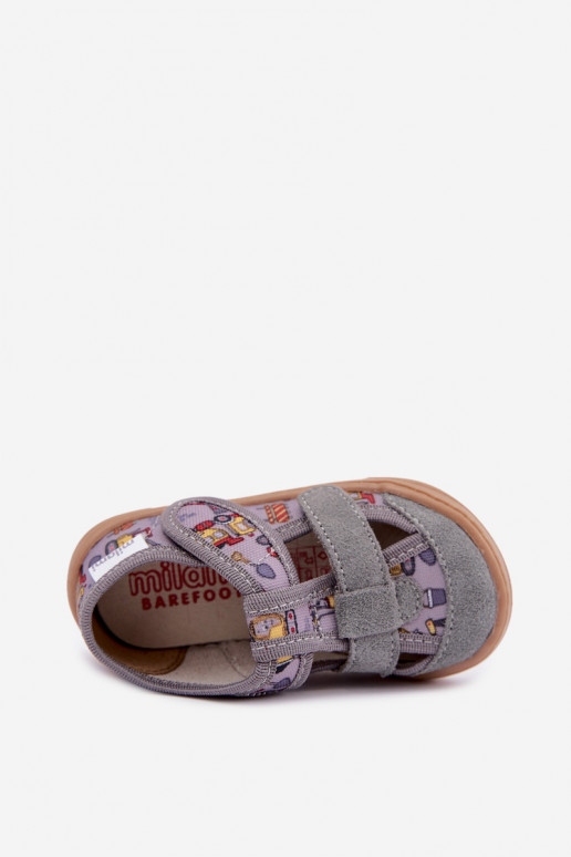 Pantofole per bambini Barefoot Milami in grigio Lumi