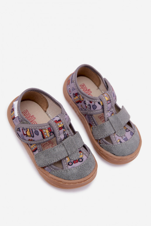Pantofole per bambini Barefoot Milami in grigio Lumi
