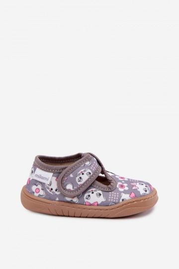 Pantofole per bambini con chiusure adesive Milami grigie Talirae 2