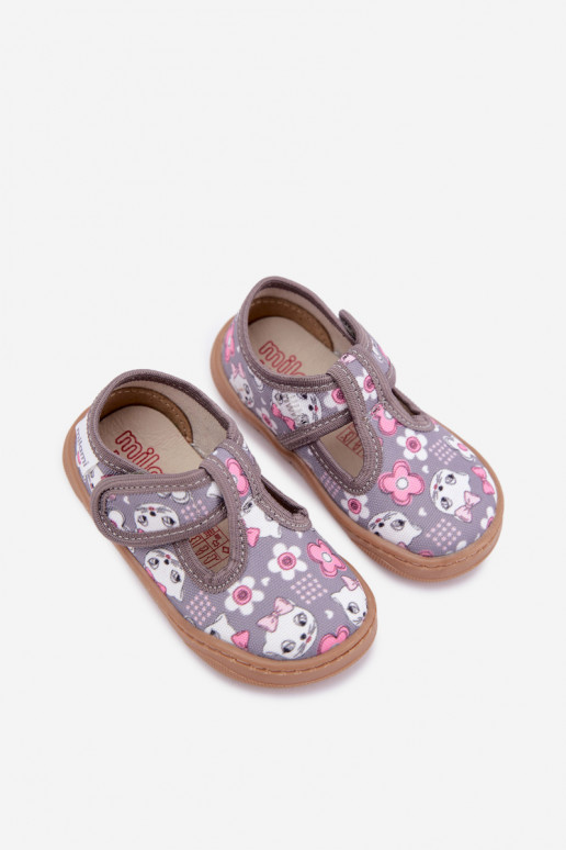 Pantofole per bambini con chiusure adesive Milami grigie Talirae