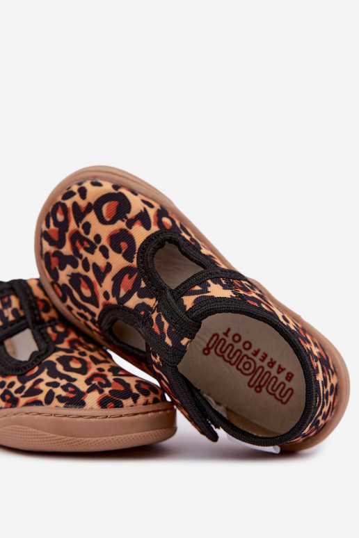 Pantofole per bambini con chiusure adesive Milami giallo-nero a stampa leopardata Talirae