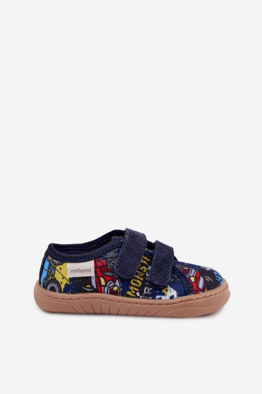 Pantofole per ragazzi Milami blu scuro Saphira