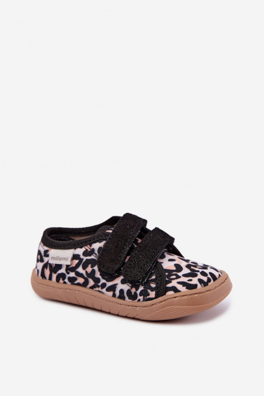 Pantofole per bambini con stampa leopardata Milami sabbia Saphira