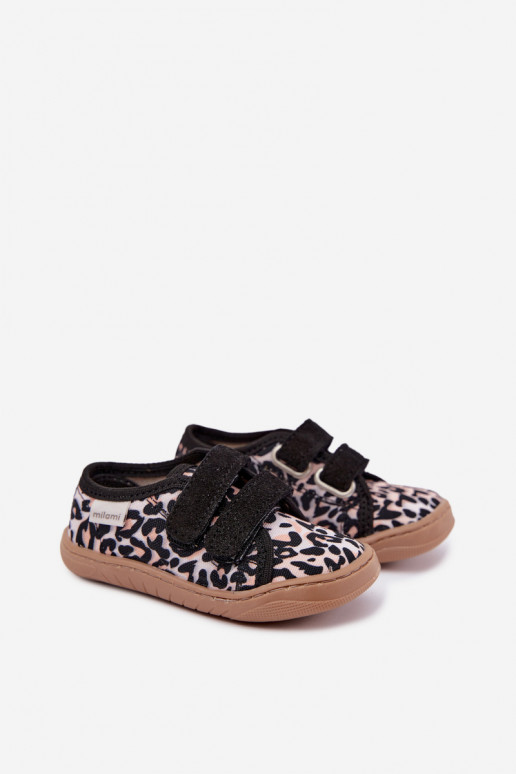 Pantofole per bambini con stampa leopardata Milami sabbia Saphira