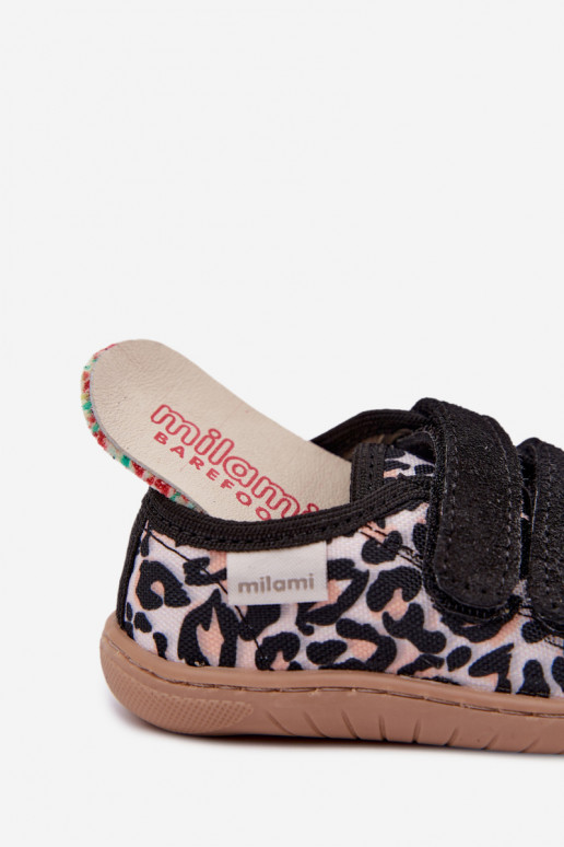 Pantofole per bambini con stampa leopardata Milami sabbia Saphira