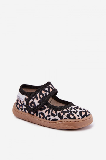 Ballerine per bambini con stampa leopardata sabbia Caelia