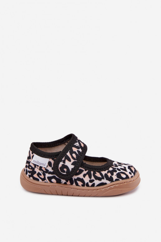 Ballerine per bambini con stampa leopardata sabbia Caelia