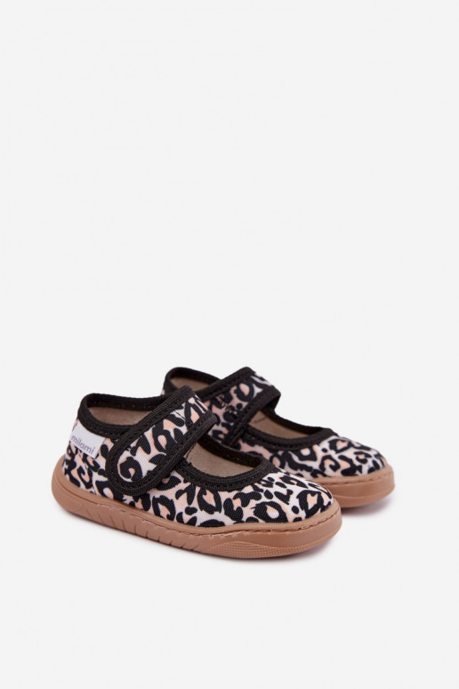 Ballerine per bambini con stampa leopardata sabbia Caelia