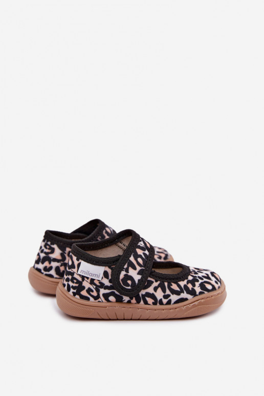 Ballerine per bambini con stampa leopardata sabbia Caelia