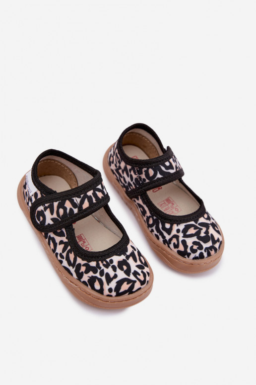 Ballerine per bambini con stampa leopardata sabbia Caelia