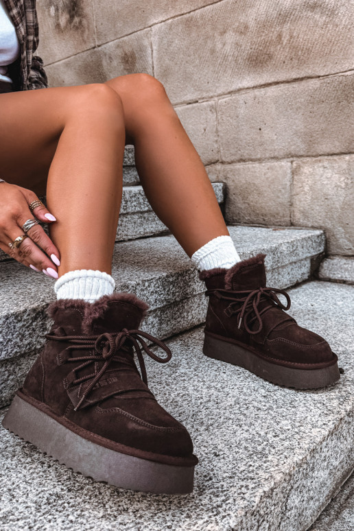 Stivali da neve in camoscio da donna cioccolato Big Star
