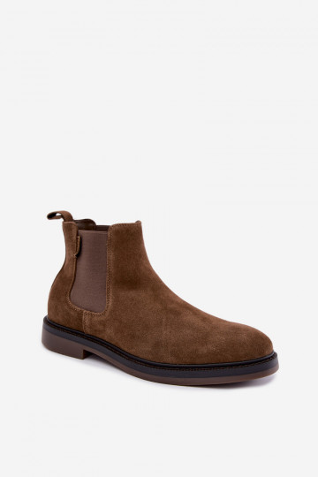 stivaletti eleganti da uomo in suede sintetico Big Star UU174277 color khaki