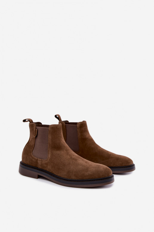 stivaletti eleganti da uomo in suede sintetico Big Star UU174277 color khaki