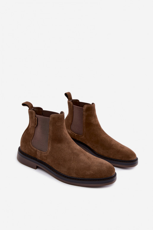 stivaletti eleganti da uomo in suede sintetico Big Star UU174277 color khaki