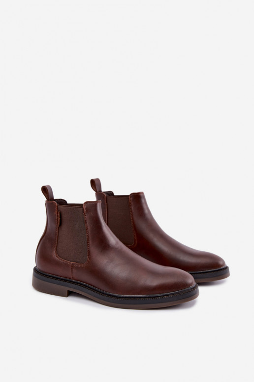 stivaletti eleganti da uomo in pelle vera Big Star UU174279 color marrone scuro