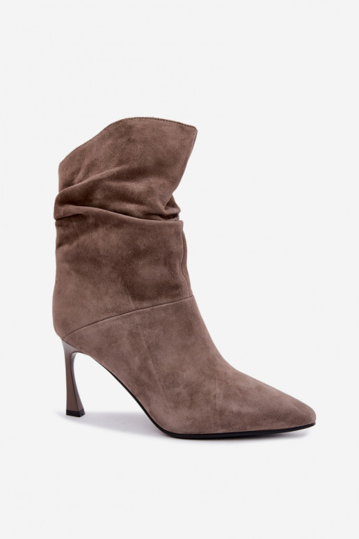 stivaletti in suede sintetico con tacchi sottili isolati con volant D&A JC62-1038 grigi