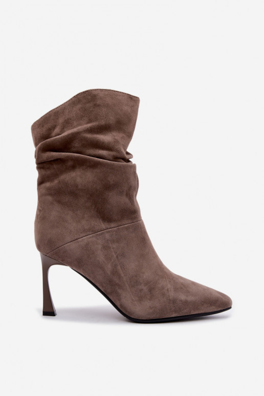 stivaletti in suede sintetico con tacchi sottili isolati con volant D&A JC62-1038 grigi