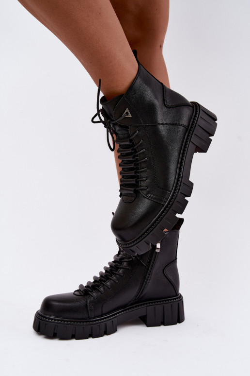 stivaletti da donna con piattaforma D&A JC62-1044 neri