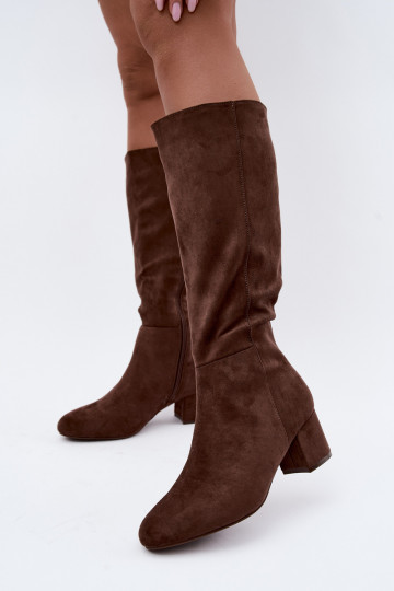 Stivali lunghi da donna foderati con tacco S.Barski HY62-8131 marrone 2