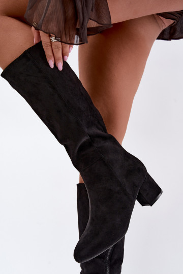 Stivali lunghi da donna foderati con tacco S.Barski HY62-8131 nero 2