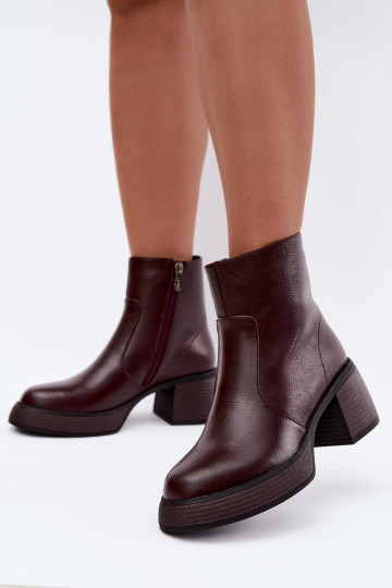 Stivaletti in pelle foderati con tacco D&A CR62-3369 bordeaux 2