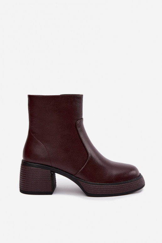 Stivaletti in pelle foderati con tacco D&A CR62-3369 bordeaux
