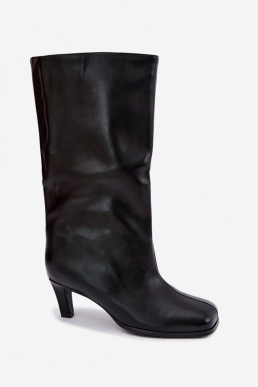 Stivali lunghi slip-on con tacco neri Caldira