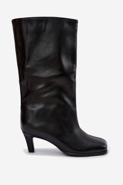 Stivali lunghi slip-on con tacco neri Caldira