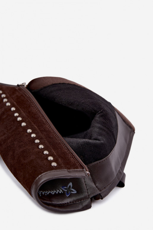 Stivaletti caldi in suede sintetico con fibbie in cioccolato Tai turiciejka K7727-02