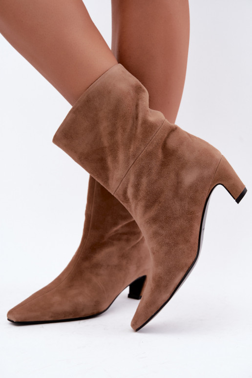 Scarpe calde slip-on in suede sintetico con tacchi in sabbia Tai turiciejka K7791-04