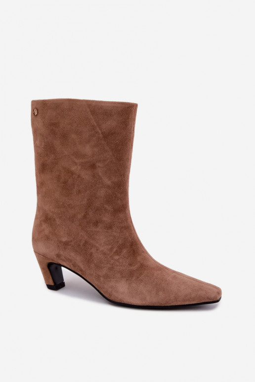 Scarpe calde slip-on in suede sintetico con tacchi in sabbia Tai turiciejka K7791-04