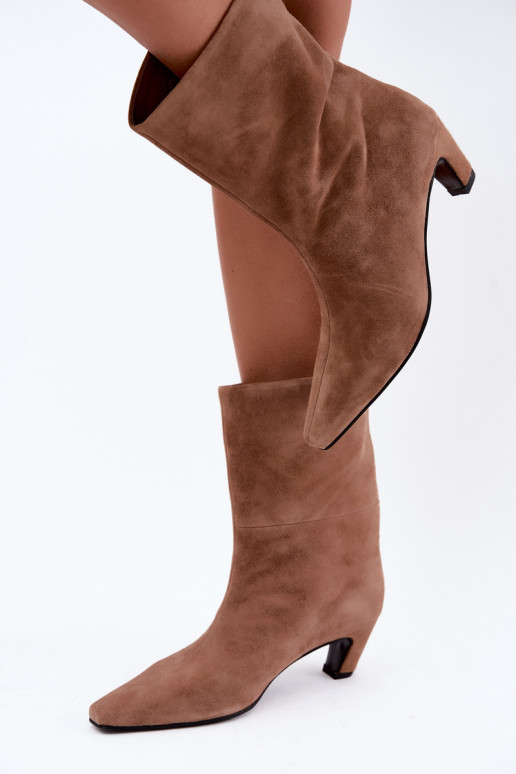 Scarpe calde slip-on in suede sintetico con tacchi in sabbia Tai turiciejka K7791-04