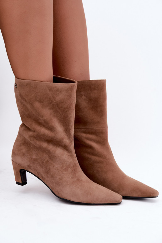 Scarpe calde slip-on in suede sintetico con tacchi in sabbia Tai turiciejka K7791-04