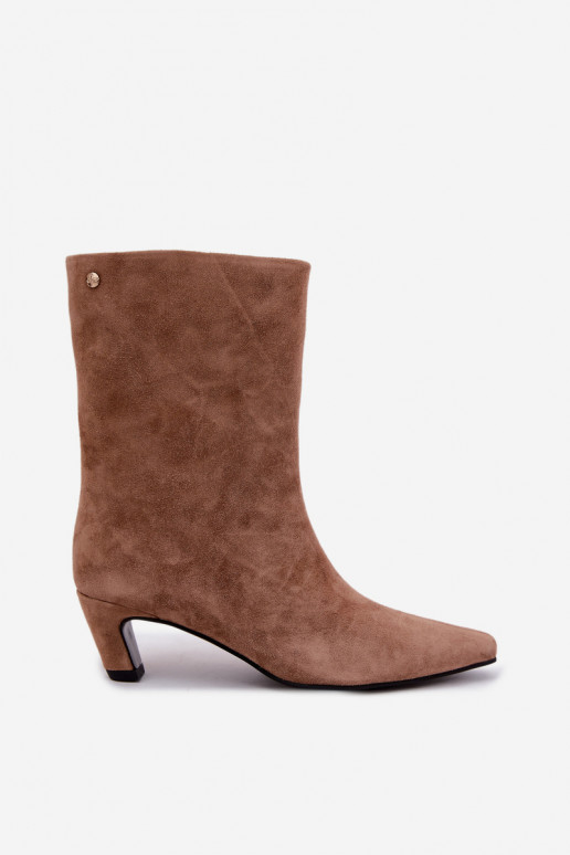 Scarpe calde slip-on in suede sintetico con tacchi in sabbia Tai turiciejka K7791-04