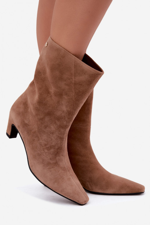 Scarpe calde slip-on in suede sintetico con tacchi in sabbia Tai turiciejka K7791-04