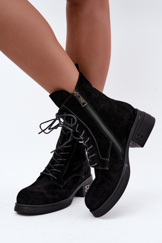 Scarpe calde da donna in suede sintetico in nero Vinceza 67044