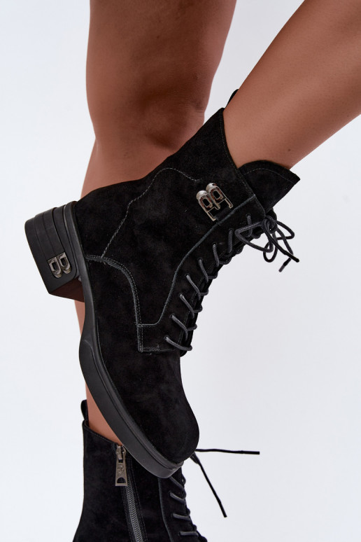 Scarpe calde da donna in suede sintetico in nero Vinceza 67044
