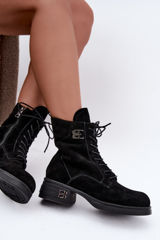 Scarpe calde da donna in suede sintetico in nero Vinceza 67044