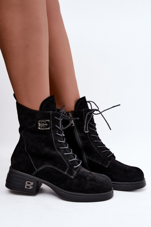 Scarpe calde da donna in suede sintetico in nero Vinceza 67044