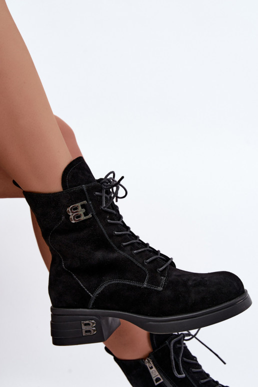 Scarpe calde da donna in suede sintetico in nero Vinceza 67044
