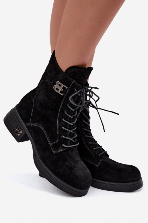 Scarpe calde da donna in suede sintetico in nero Vinceza 67044