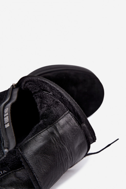 Scarpe calde da donna in suede sintetico in nero Vinceza 67044
